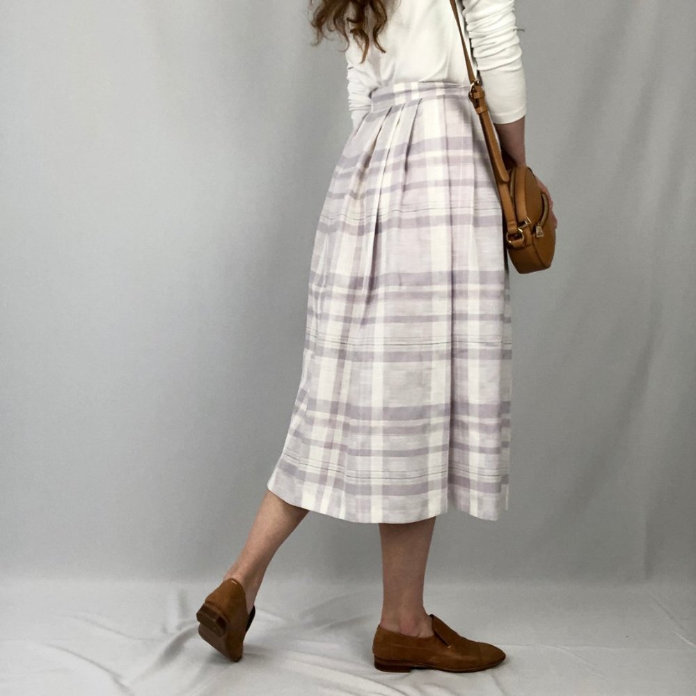 Vintage Pleated Midi Skirt High Waisted Long Pleated Pockets Kilt Preppy Canada - Picture 8 of 9